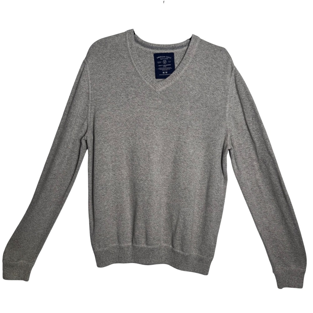 American Eagle V Neck Knit Sweater Beige Old Money Quiet Luxury Classic Preppy M